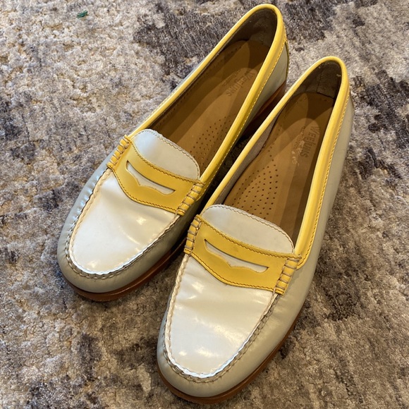 Bass Weejuns Colorblock Loafers Grey Yellow White - Picture 2 of 9